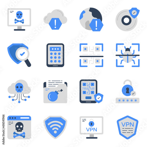Set of Encryption Flat Icons