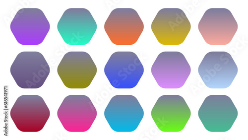 Colorful Flint Color Shade Linear Gradient Palette Swatches Web Kit Rounded Hexagons Template Set