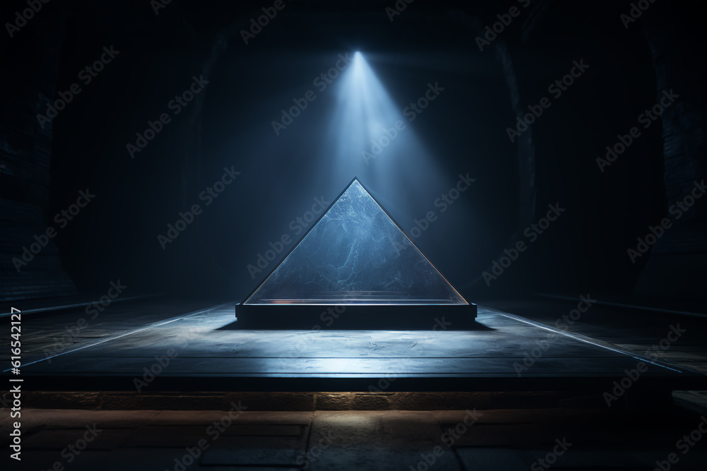 Darkroom background with a platform to showcase, product products marketing concept Darkroom background with a platform to showcase, product products marketing concept