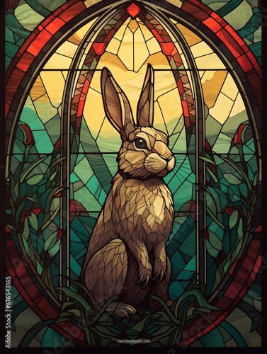 A Stained Glass Window of a Rabbit | Generative AI