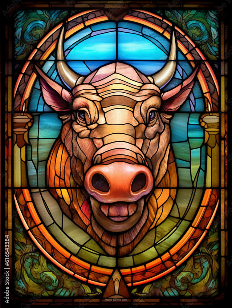 A Stained Glass Window of a Warthog | Generative AI