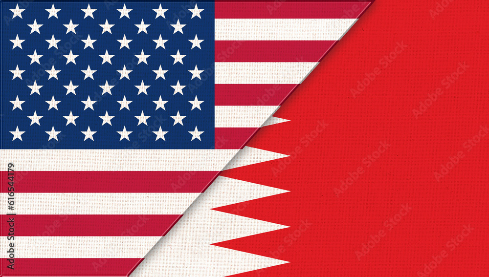 Obraz premium Flags of USA and Bahrain. USA and Bahrain relations