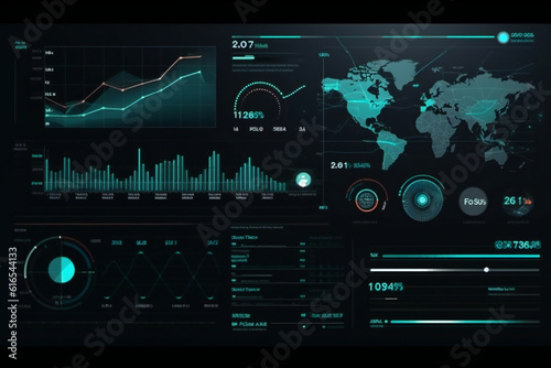 Financial charts and graphs projected on a large screen