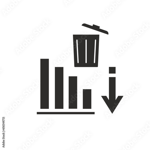reducing discarded garbage icon, decrease waste,  vector illustration