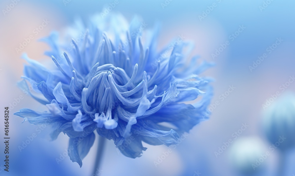  a close up of a blue flower with blurry background.  generative ai