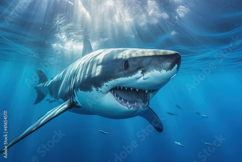 great white shark in the ocean generative ai