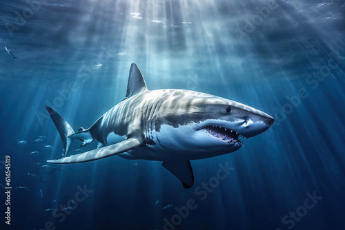 great white shark in the ocean generative ai