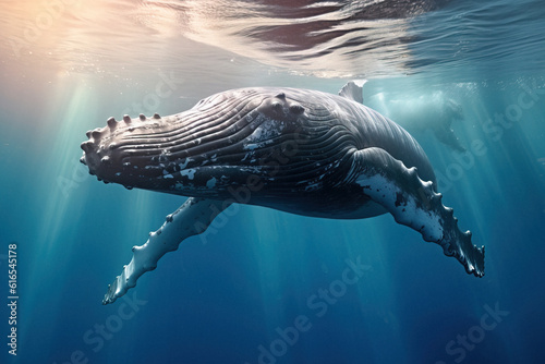 Majestic and beautiful humpback whale in the ocean, animal generative ai © Jeremy