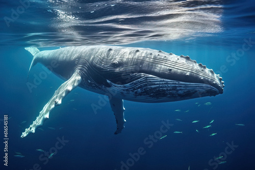 Majestic and beautiful humpback whale in the ocean, animal generative ai