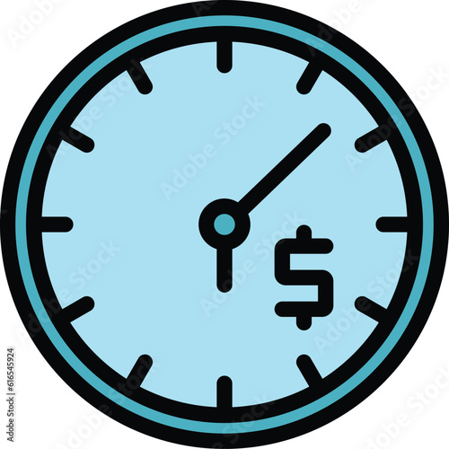 Taximeter time icon. Outline Taximeter time vector icon for web design isolated on white background color flat