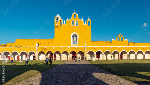 San Antonio de Padua convent at sunset, Izamal, Yucatan, Mexico.