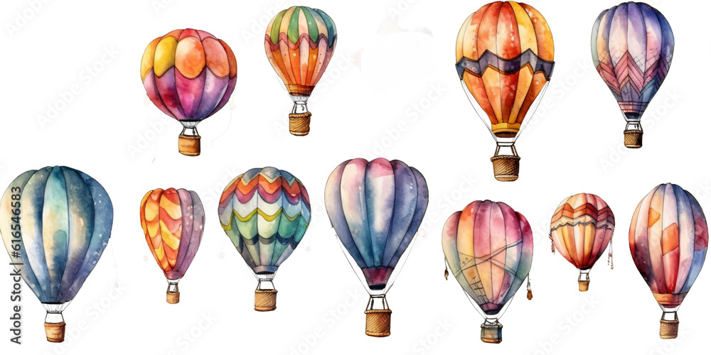 collection of crazy shapes of balloons in watercolor design isolated against transparent background collection of crazy shapes of balloons in watercolor design isolated against transparent background
