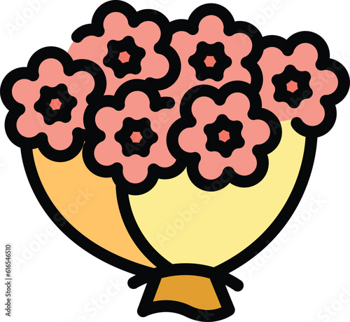 Flower bouquet icon. Outline Flower bouquet vector icon for web design isolated on white background color flat
