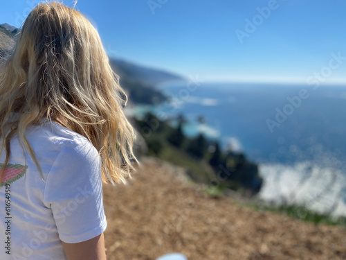 blondie woman looking at the sea (Big Sur)