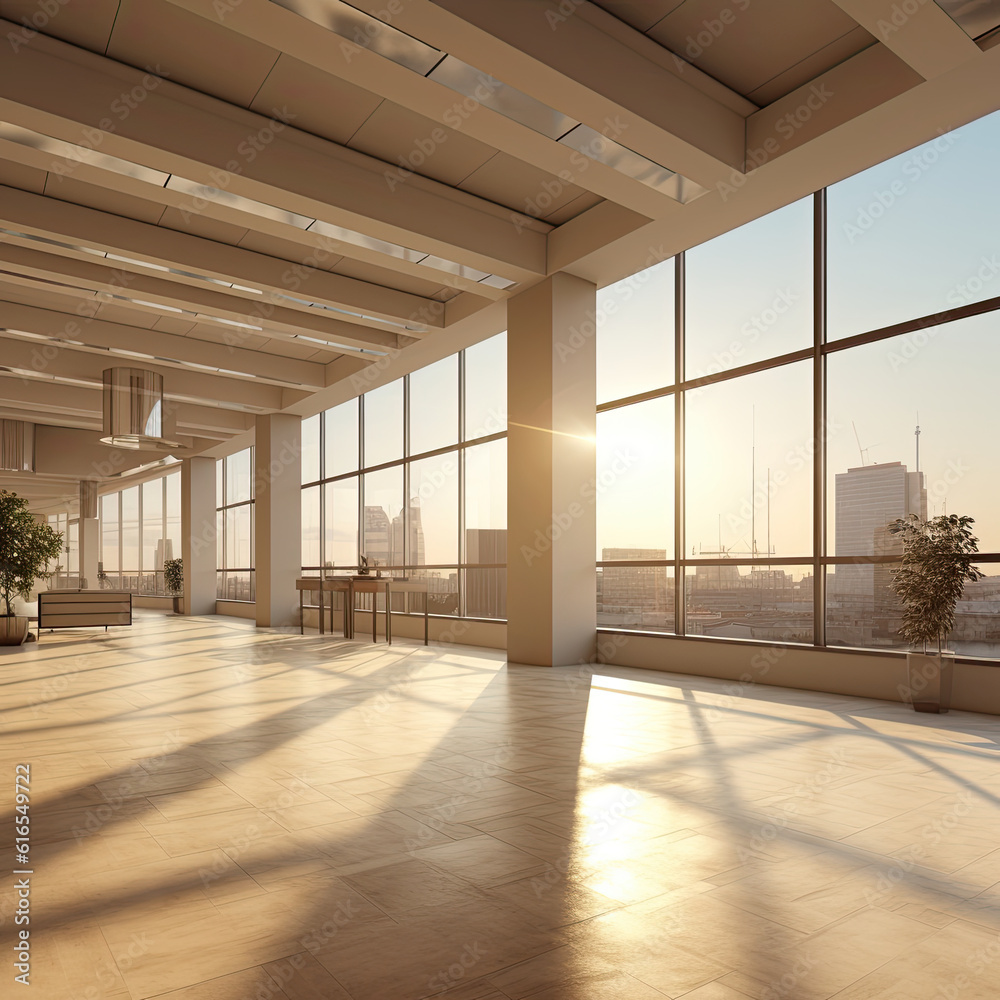 Obraz premium Panoramic Elegance in Beige, created with Generative Al technology.