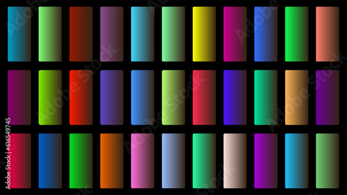Colorful Umber Color Shade Linear Gradient Palette Swatches Web Kit Rounded Rectangles Template Set