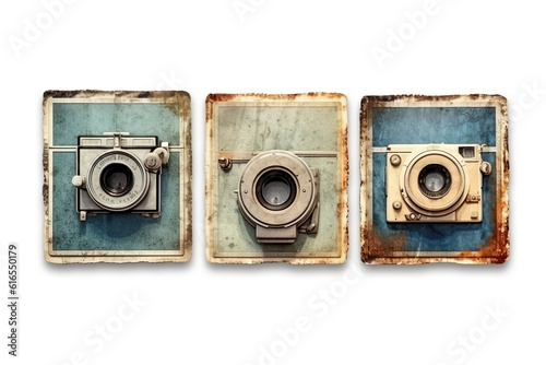 set of grungy vintage instant photo frames