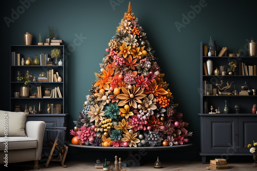 christmas tree in room Ai generative