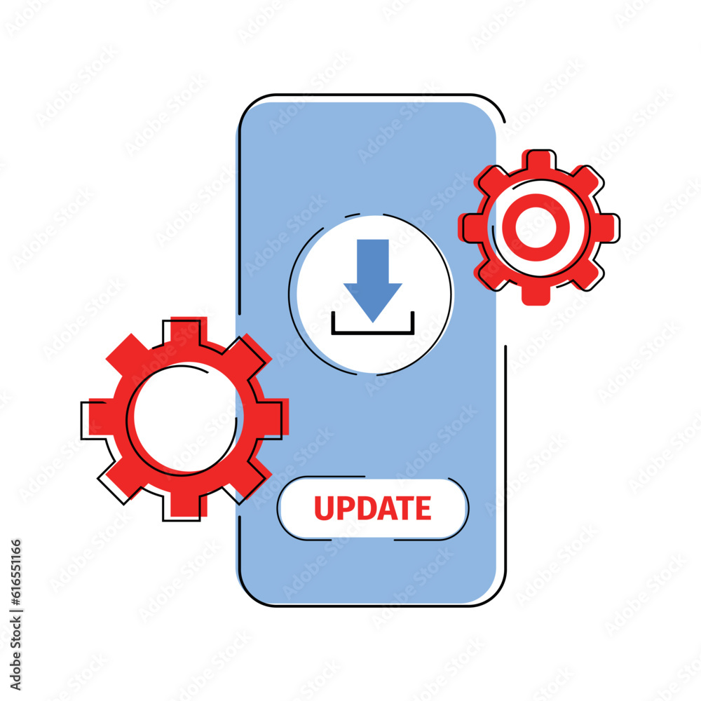 reboot. update. smartphone update. button. click on the update button. vector illustration. on a white background. there is animation. smartphone. settings. loading. reboot. update. smartphone update. button. click on the update button. vector illustration. on a white background. there is animation. smartphone. settings. loading.