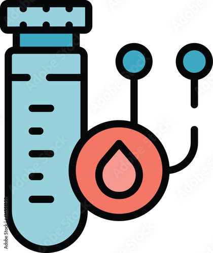 Regulated products quality test tube icon. Outline Regulated products quality test tube vector icon for web design isolated on white background color flat