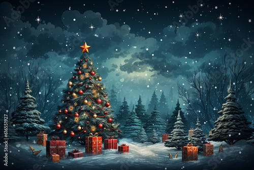 Obraz na płótnie christmas tree with gifts Ai generative
