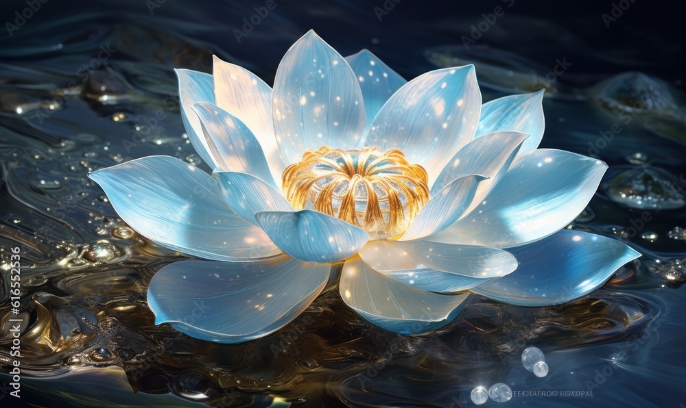 Water Lilly flower. Illustration AI Generative.