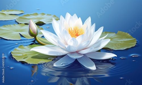 Water Lilly flower. Illustration AI Generative.