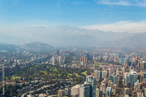 aerial view of the city Santiago, Chile South America, Andes mountain range
