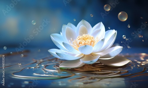 Water Lilly flower. Illustration AI Generative.