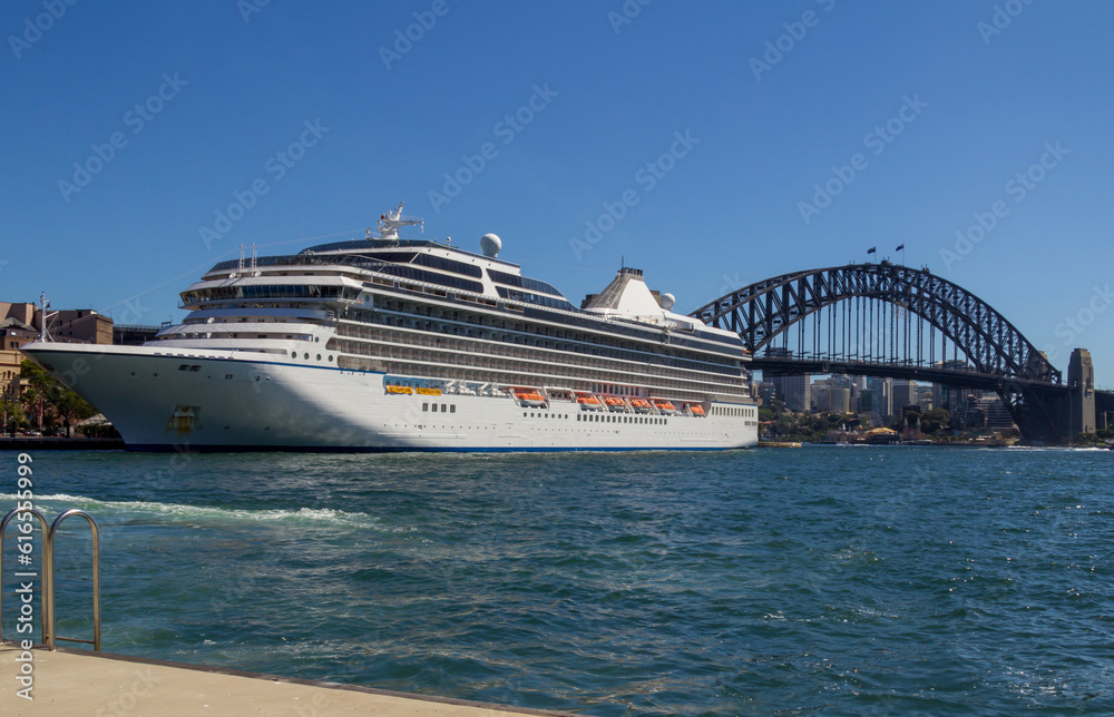 Cruise ship moored at Circular Quay in Sydney Harbour