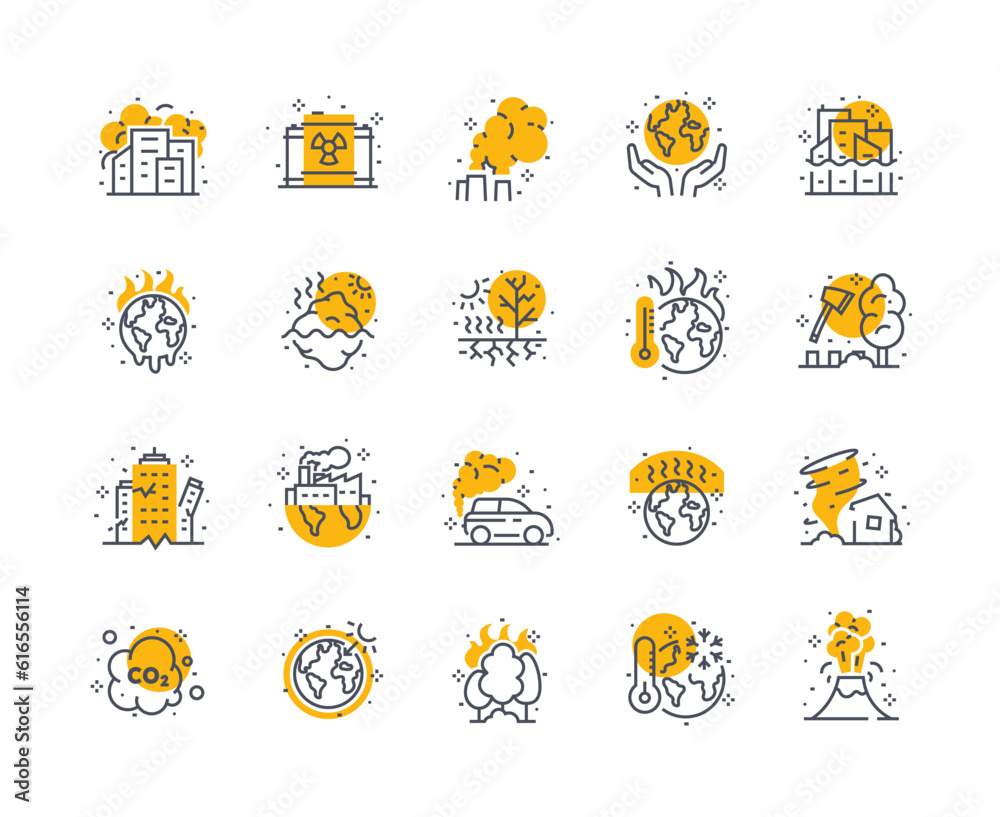 Climate change icons vector color