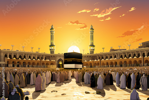 Beautiful kaaba hajj piglrimage in mecca umra eid al adha photo background illustration photo