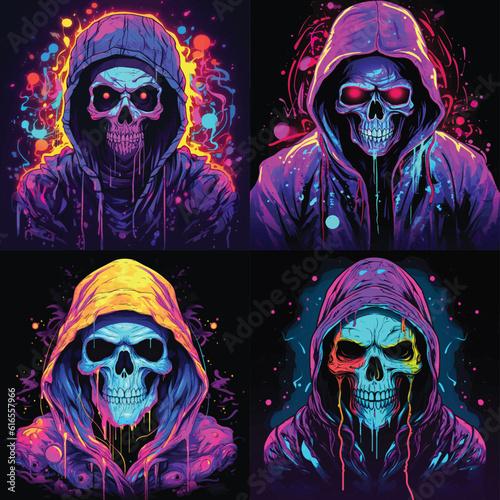 a creepy gloomy tenebrouse spooky hooded skull