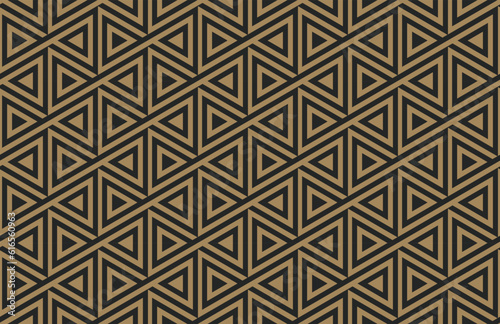 Abstract seamless geometric pattern with triangles in black and gold-vector eps8