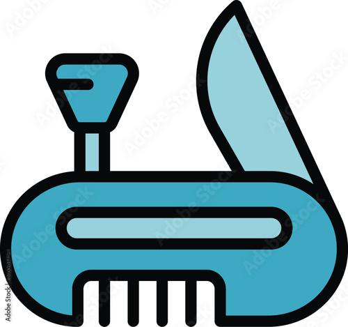 Campsite multitool icon. Outline Campsite multitool vector icon for web design isolated on white background color flat
