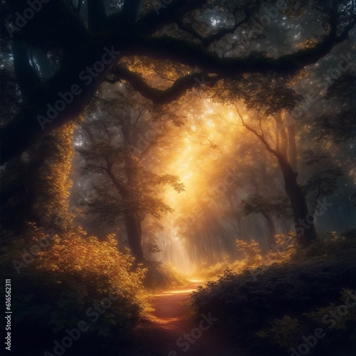 fantasy magic forest environment created with using Generative AI Technology © archangelworks