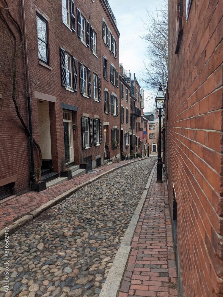 old brick townhouse street