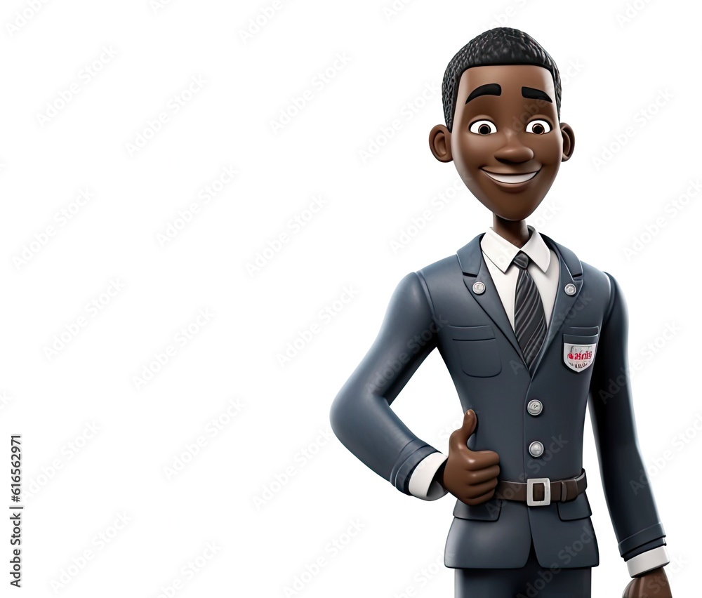 Black Male Flight Attendant Isolated White Backdrop Good Looking With Copyspace Generative AI Black Male Flight Attendant Isolated White Backdrop Good Looking With Copyspace Generative AI