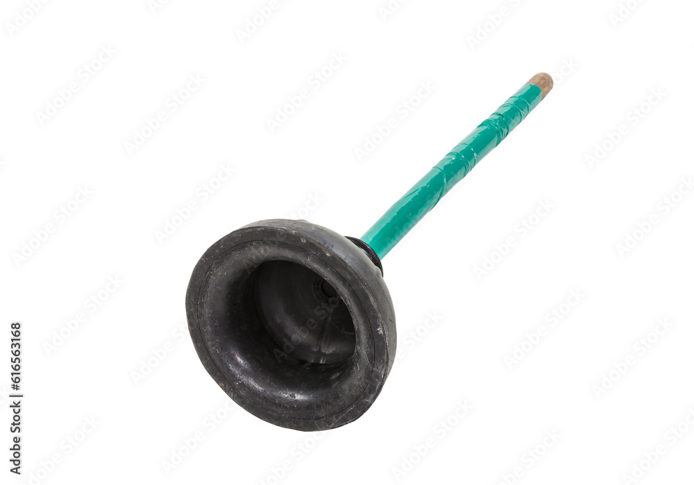 Business end of a grungy old toilet plunger. Isolated with cut out background. Business end of a grungy old toilet plunger. Isolated with cut out background.