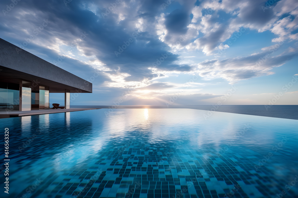 Luxury Vacation with Breathtaking Sea View from Infinity Pool - Generative AI