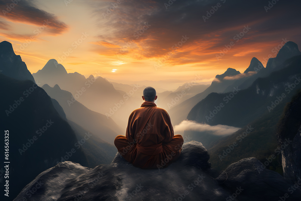 Sunrise Meditation on the Mountain - Generative AI