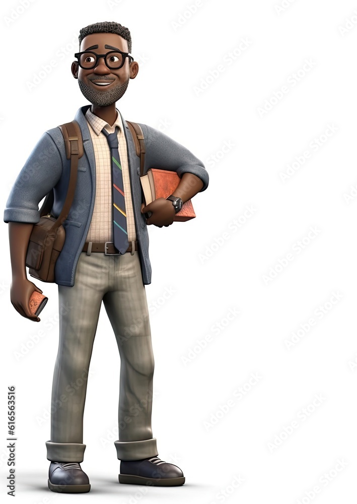 Black Man Professor Isolated White Background Good Looking With Copy Space Generative AI Black Man Professor Isolated White Background Good Looking With Copy Space Generative AI
