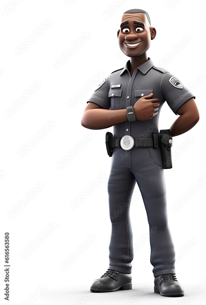 Black Man Security Guard Isolated White Background Charming With Copy Space Generative AI
