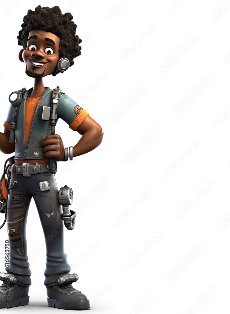Black Man Welder Isolated White Background Good Looking With Copy Space Generative AI Black Man Welder Isolated White Background Good Looking With Copy Space Generative AI