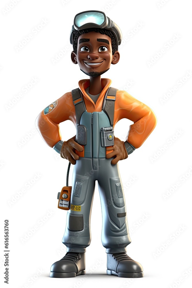 Black Man Welder Isolated White Background Handsome With Copy Space Generative AI Black Man Welder Isolated White Background Handsome With Copy Space Generative AI