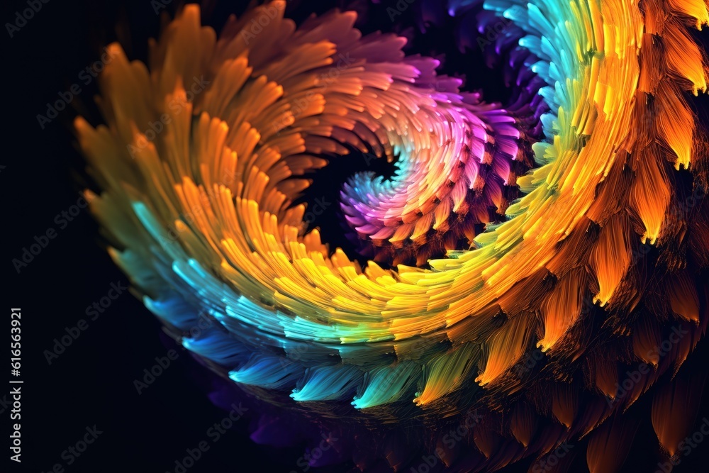 a colorful swirl of feathers