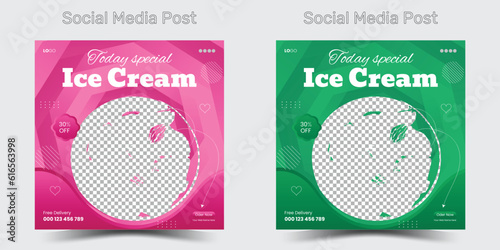 Ice Cream Social Media Post Template Vector Illustration