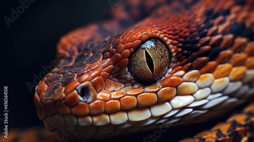 a close up of a snake's face photo