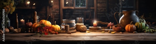 a candle and a jar on a table