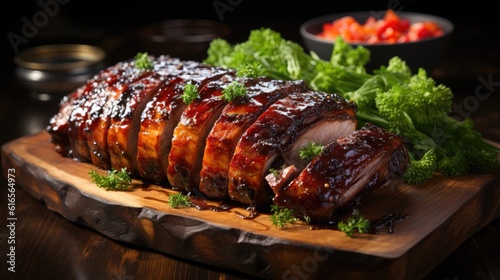 Wallpaper Mural a sliced meat on a wooden board Torontodigital.ca